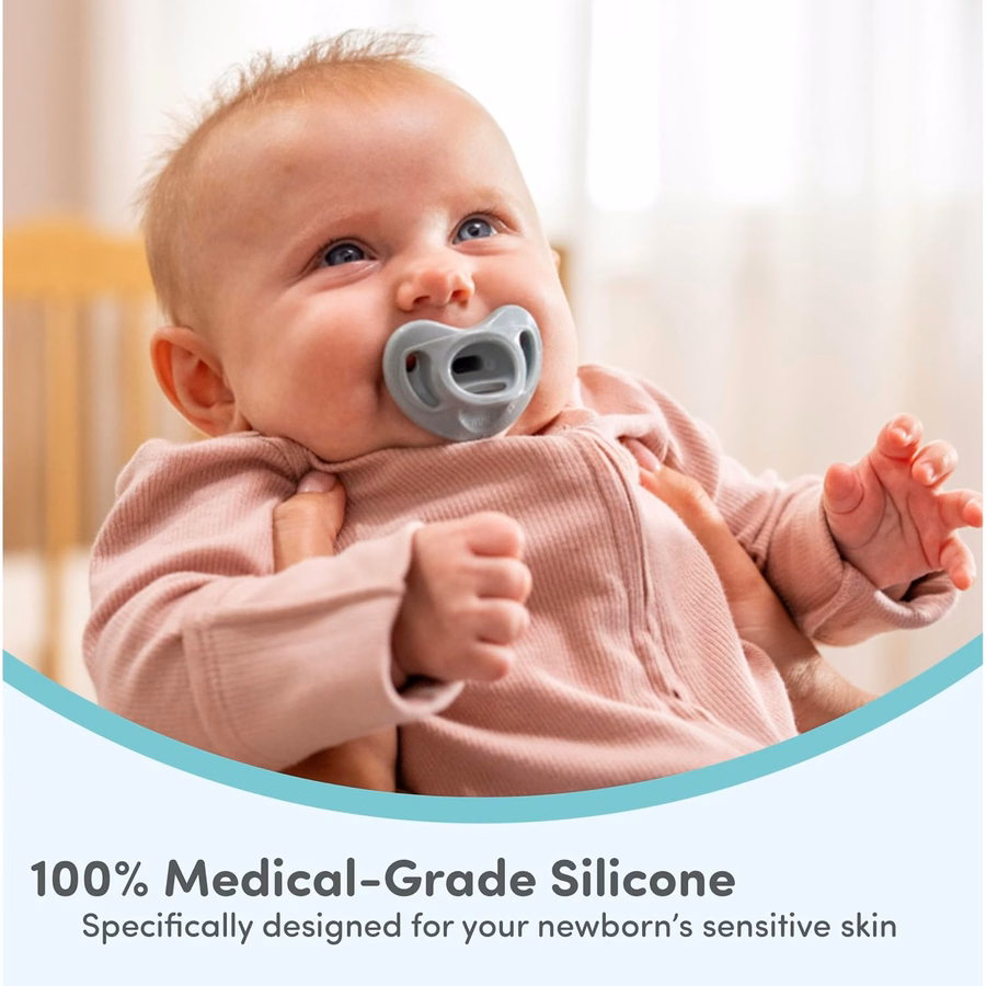 NUK Timeless Comfy Pacifier | 100% Silicone, One-Piece Design | BPA-Free, Gentle on Baby’s Skin | 5-Pack, for 0-6M : Baby