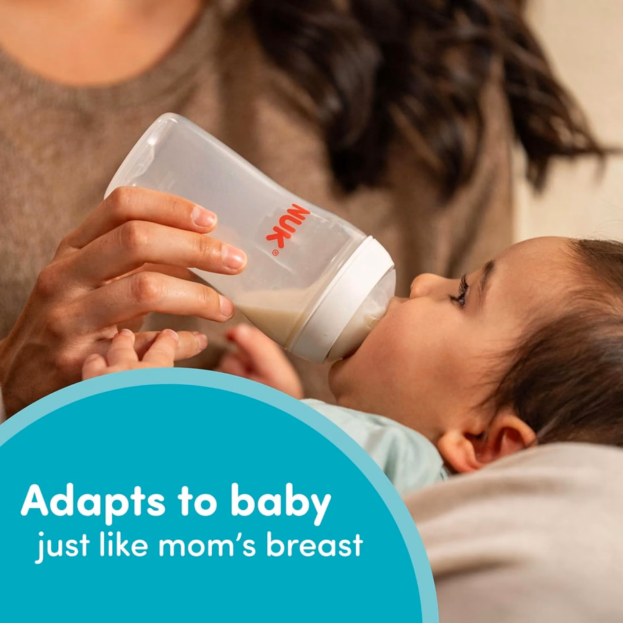 NUK Perfect Match 2-in-1 Natural and Anti-Colic 8oz Bottle with Adaptable Medium Flow Nipple, 2 Pack : Baby
