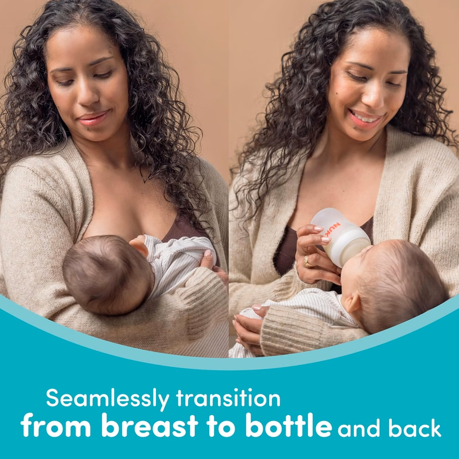 NUK Perfect Match 2-in-1 Natural and Anti-Colic 8oz Bottle with Adaptable Medium Flow Nipple, 2 Pack : Baby