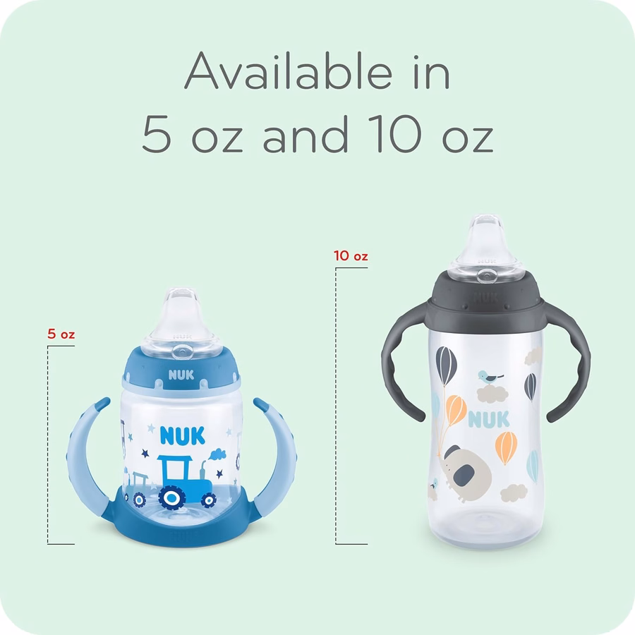 NUK Learner Cup, 10 Oz, Pack of 2, Minnie Mouse – Soft Spout, Easy-Grip Handles, BPA Free, Spill Proof Transition Sippy Cup : Baby