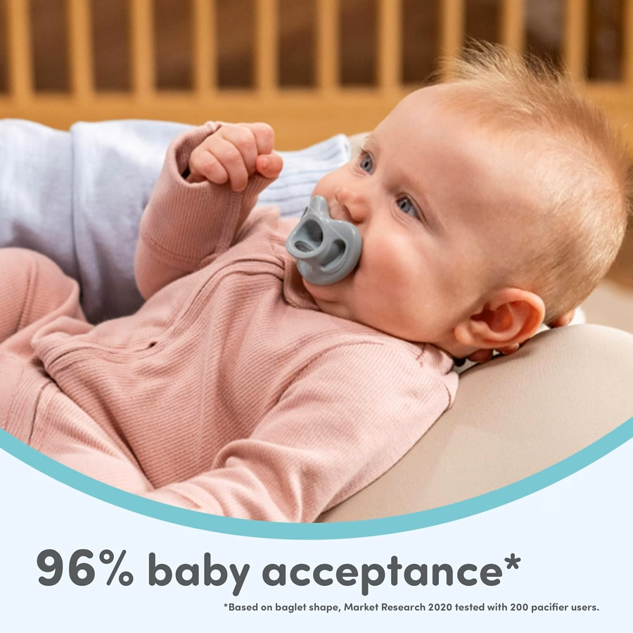 NUK 100% Silicone Comfy Orthodontic Pacifiers, 0-6 Months, Blue Fashion, Timeless Collection, 5 Count : Baby