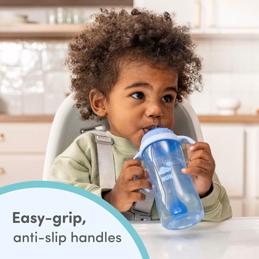 NUK Learner Straw Cup, 10oz, 2-Pack - Toddler Sippy Cup with Soft Straw for Easy Drinking, Suitable for Ages 8 Months and Up, Timeless Collection : Baby