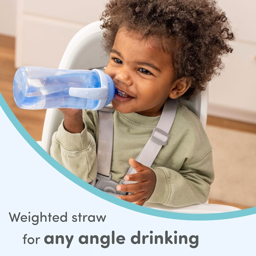 NUK Learner Straw Cup, 10oz, 2-Pack - Toddler Sippy Cup with Soft Straw for Easy Drinking, Suitable for Ages 8 Months and Up, Timeless Collection : Baby
