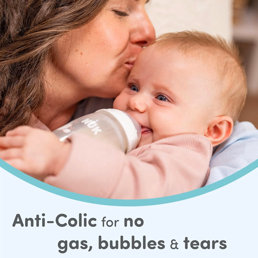NUK First Choice Smooth Flow Anti-Colic Bottle, Peach, 5 oz. Baby Bottle with SafeTemp Temperature Indicator, Newborn Essentials, 4-Pack : Baby